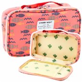 School Pencil Case Organizer Roomy Additional Pocket Fish Pink 21.5cm