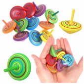 Mini Spinning Top Colorful Wooden Skill Toy 4cm