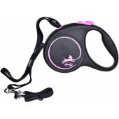 Flexi automatic leash Black Design S rope 5 m color pink.