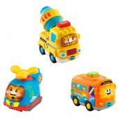 VTech Tut Tut Baby Flitzer - Set of 3 Coach, Helicopter, Concrete Mixe
