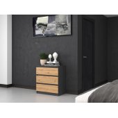 Topeshop KOMODA SZAFKA REGAŁ 3 SZUFLADY M3 ANTRACYT / DĄB ARTISAN
