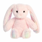 _7444303 AURORA Rainbow Gingham Bunnies Plush pink rabbit, 18 cm