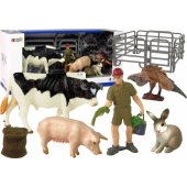 LeanToys Large Figure Set Farm Country Cow Pig Hare Vulture