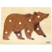 Viga Toys VIGA medinė Montessori dėlionė „Meška“ su kaištukais