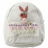 Vaikiška kuprinė su reljefiniu triušiu ir raukiniais, kreminė, 20 cm, 2,5 l
