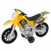 Motokroso bekelės transporto priemonė, šviesos ir garsai, geltona