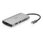 8 viename USB-C šakotuvas su HDMI / Ethernet / kortelių skaitytuvu / Power Deliver