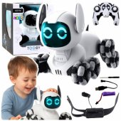 TOOBY nuotoliniu būdu valdomas robotas šuo RC 360°, šviesos, garsai, juoda ir balta