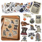 Set of Raccoon Stickers Decorative Various Motifs 50 pcs. 7-8 cm