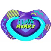 Silikoniniai simetriški čiulptukai NEON LOVE 18m+ 22/ 654 mėlyni 2 vnt.