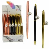 Metal Ballpoint Pen Automatic Pearl Blue Ink 1.0mm