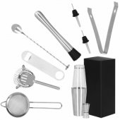 Bartender set Boston shaker Springos KI0009 11 pcs silver