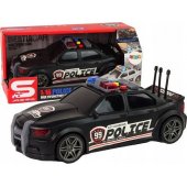 Sports Car Opening Trunk Police Lights Sounds Black 1:16
