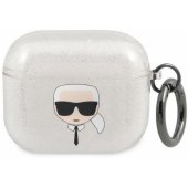 "KLA3UKHGS Karl®s Head Case for AirPods 3" Silver Glitter