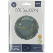 Folinis balionas „Thank you“ 45cm pilkas/ auksinis