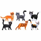 Creative veltinių pliušinių kačių siuvimo rinkinys, DIY, 6 vnt.
