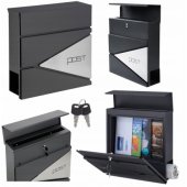 Large Mailbox for Letters and Newspapers, Anthracite, POST Inscription