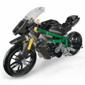 Konstruktoriaus kaladėlės Lenktyninis motociklas Sportinis juodas 656 vnt.