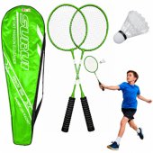 Badminton Set Rackets Shuttlecock Cover Green