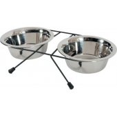 Zolux Zestaw 2 miski Inox 700 ml + stojak metalowy
