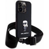 KLHCP15LSASKNPBK Crossbody Metal Ikonik metalinis dėklas su kryžminiu dirželiu, skirtas iPhone 15 Pro