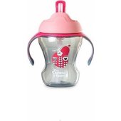 Tommee Tippee puodelis su šiaudeliu Girl 230ml rožinis (TT0321)