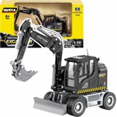 _8430229 HUINA metalinis ratinis ekskavatorius su buldozeriu, juodas, 1:50