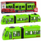 Miesto metro tramvajus su atsidarančiomis durimis, šviesomis ir garsais, žalias, 1:16
