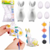Set for painting styrofoam decorations 2 bunnies 4 eggs paints