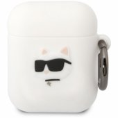 3D Logo NFT Choupette Head Silicone Case for Airpods 1/ 2 White