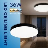 Vandeniui atsparus LED šviestuvas 36W 3CCT 3960Lm IP54 Ø 400 x 42mm juodas