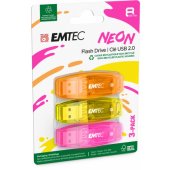 USB2.0 C410 8GB Neon 3 pcs