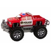 Raudonas policijos pikapas visureigis