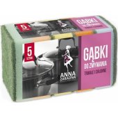 Anna Zaradna Gąbki do zmywania ANNA ZARADNA, prostokątne, 5 szt., mix
