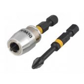 DeWalt TORSION PH2 smūginio suktuvo antgaliai, 2 vnt. + rankena (DT705)