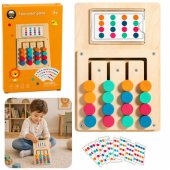 Wooden Logic Game Color Matching Puzzle Cards with Patterns 12pcs