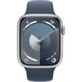 Watch Series 9 Cellular 45 mm sidabrinis nerūdijantis plienas/ audros mėlynumo apyrankė - S/ M