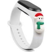 Kalėdinis dirželis Xiaomi Mi Band 3 / 4 Sniego senis – baltas