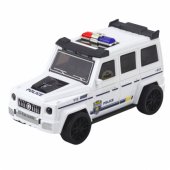 Policijos visureigis su frikcine pavara, atidaroma trasa, baltas