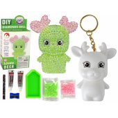 DIY Diamond Creative Kit Green Reindeer Crystals Sequins 3D Keyring