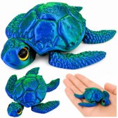 3D Sea Turtle Figurine Movable Fins Head Blue-Green 8 cm