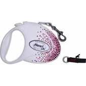 Flexi FLEXI Smycz Glam Splash Pink, M TAŚMA 5m, biała