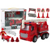 LeanToys Fire Department Set Crane Road Signs Firefighter