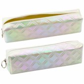Pencil Case School Organizer Embossed Pattern Pearl White 21x6cm