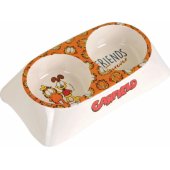 Garfield Garfield, podwójna miska z melaminy dla kota, biała/ żółta