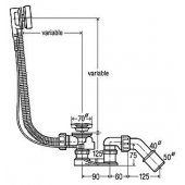 Bath siphon Simplex with cable 40/ 50x725mm, chrome