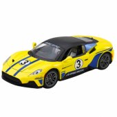 Metalinis sportinis automobilis su šviesomis ir garsais, geltonas, 1:22