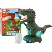 Žalias dinozauras, šokantis ir jutikliu aptinkantis kliūtis, su šviesomis ir garsais