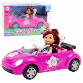 Mini lėlės automobilio kabrioleto ir šuns rinkinys