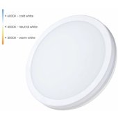 LED vandeniui atsparus šviestuvas 30W, 3CCT, 3600Lm, IP65, Ø300x55, W